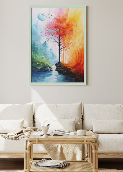 Four Seasons Tree Landscape Canvas & Poster Print – AI PRINT LAB