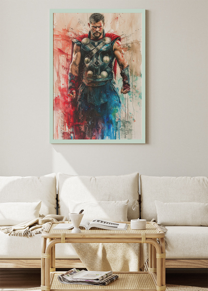 Thunder God Warrior Splash Art Canvas & Poster Print – AI PRINT LAB