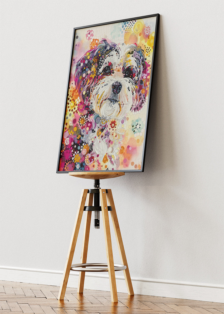 Abstract Dog Portrait Poster & Canvas Print – Colourful Modern Pet Wall Art