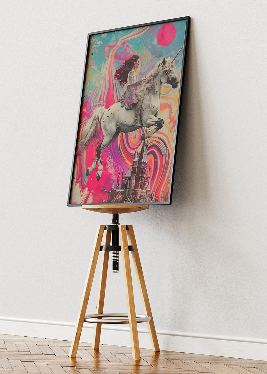 Surreal Unicorn Rider Poster & Canvas Print – Fantasy Dream Art Wall Decor