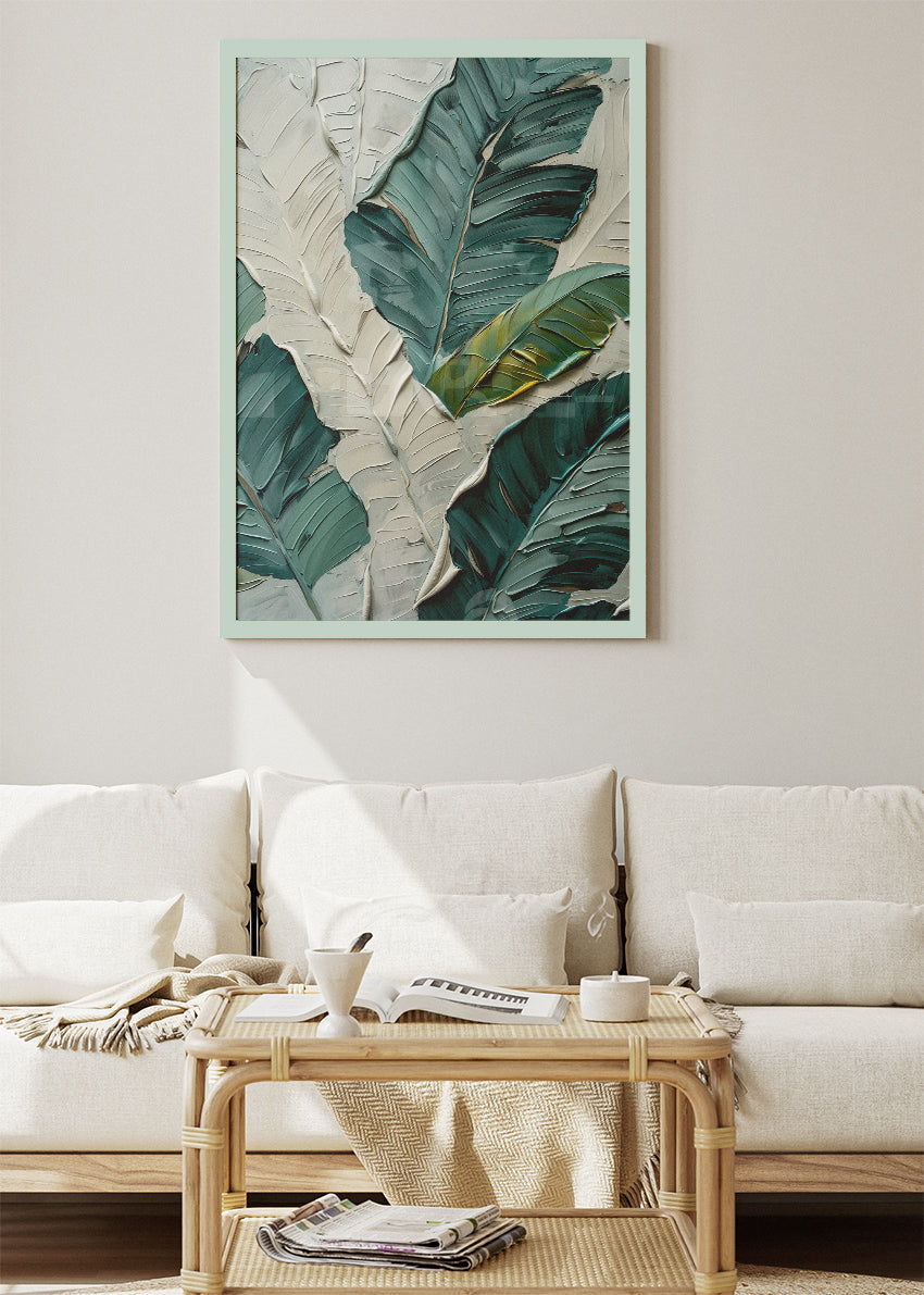 Textured Tropical Banana Leaves Canvas & Poster Print – AI PRINT LAB