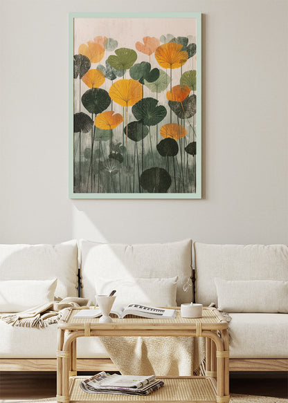 Modern Botanical Lotus Leaf Pattern Canvas & Poster Print – AI PRINT LAB