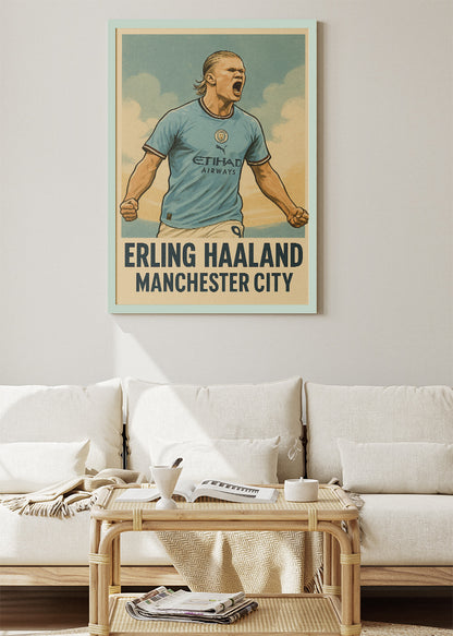 Erling Haaland Manchester City Football Wall Art | Elite Goal Machine Poster & Canvas