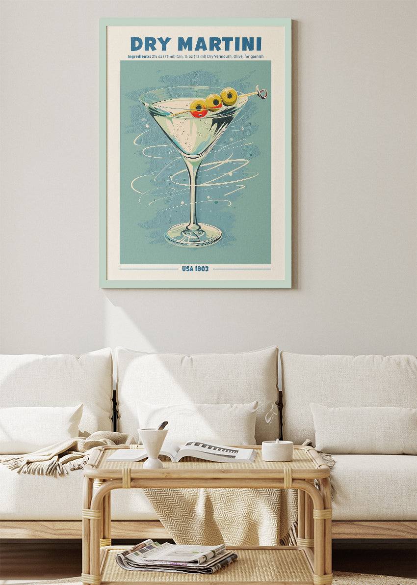 Dry Martini Poster & Canvas Print | Vintage Cocktail Wall Art