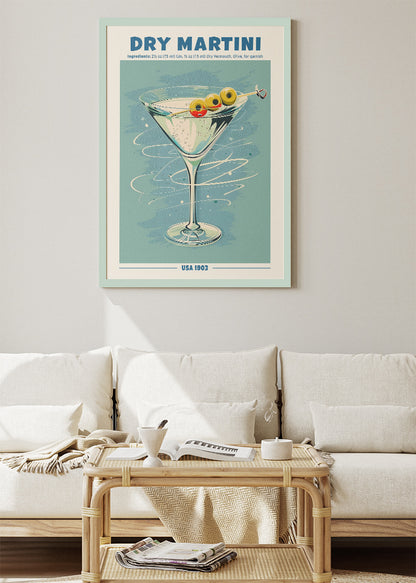 Dry Martini Poster & Canvas Print | Vintage Cocktail Wall Art