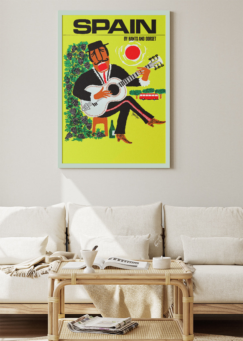 Spain Guitar Poster & Canvas Print – Vintage Flamenco Music Travel Art