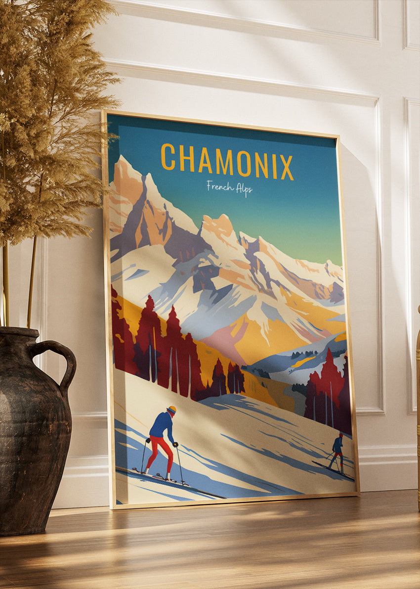 Chamonix French Alps Poster & Canvas Print – Vintage Ski Mountain Art