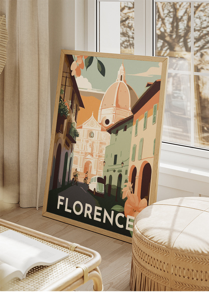 Florence Italy Cityscape Poster & Canvas Print – Illustrated Duomo View Art