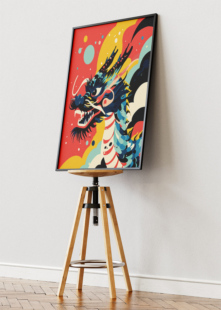 Colourful Dragon Art Poster & Canvas Print – Modern Asian Inspired Illustration Wall Decor