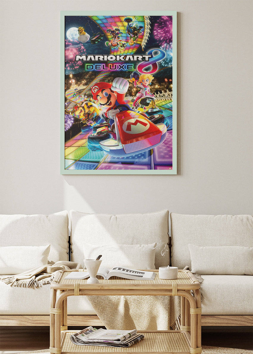 Mario Kart 8 Deluxe Wall Art Poster & Canvas – Rainbow Road Racing Gaming Artwork