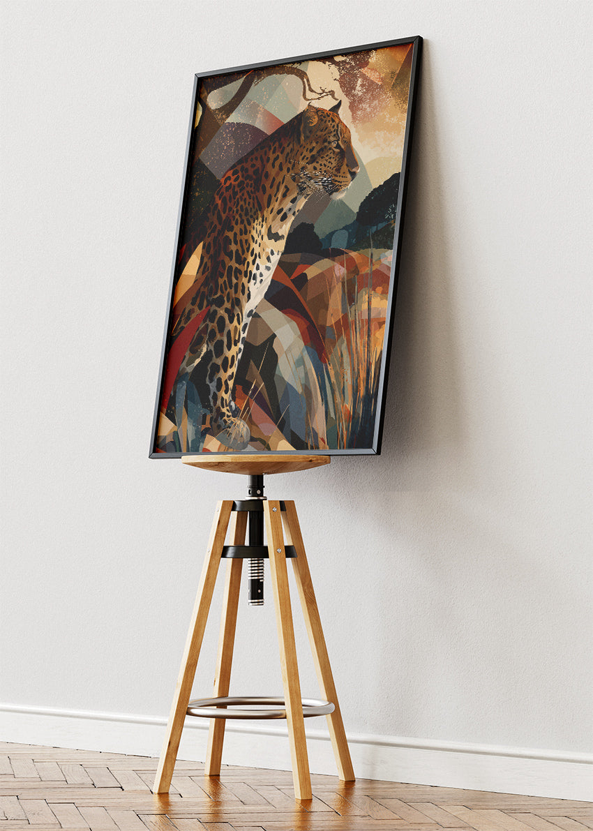 Leopard Wall Art Poster & Canvas Print – Abstract Wildlife Landscape Animal Art
