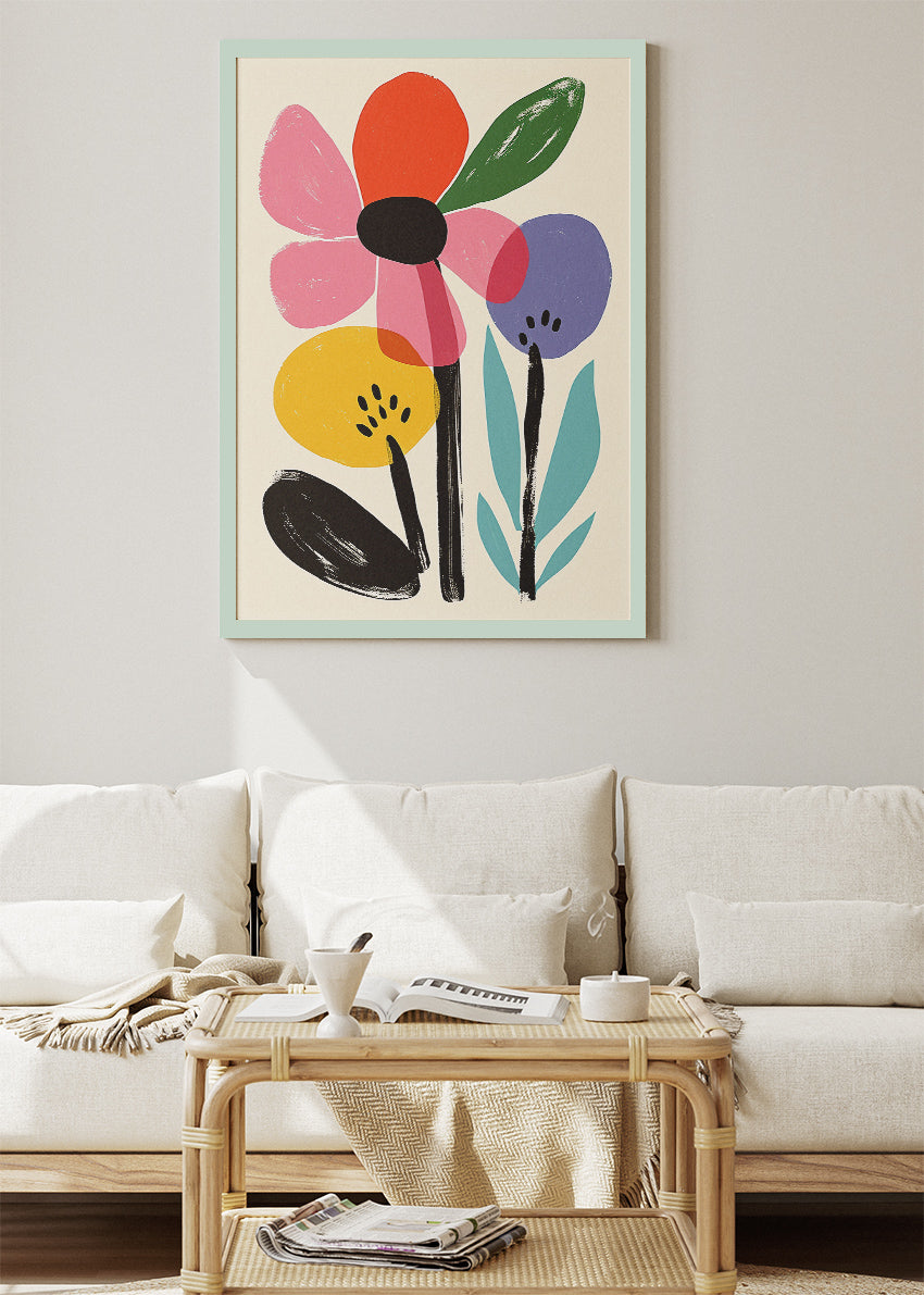 Modern Minimalist Floral Illustration Canvas & Poster Print – AI PRINT LAB
