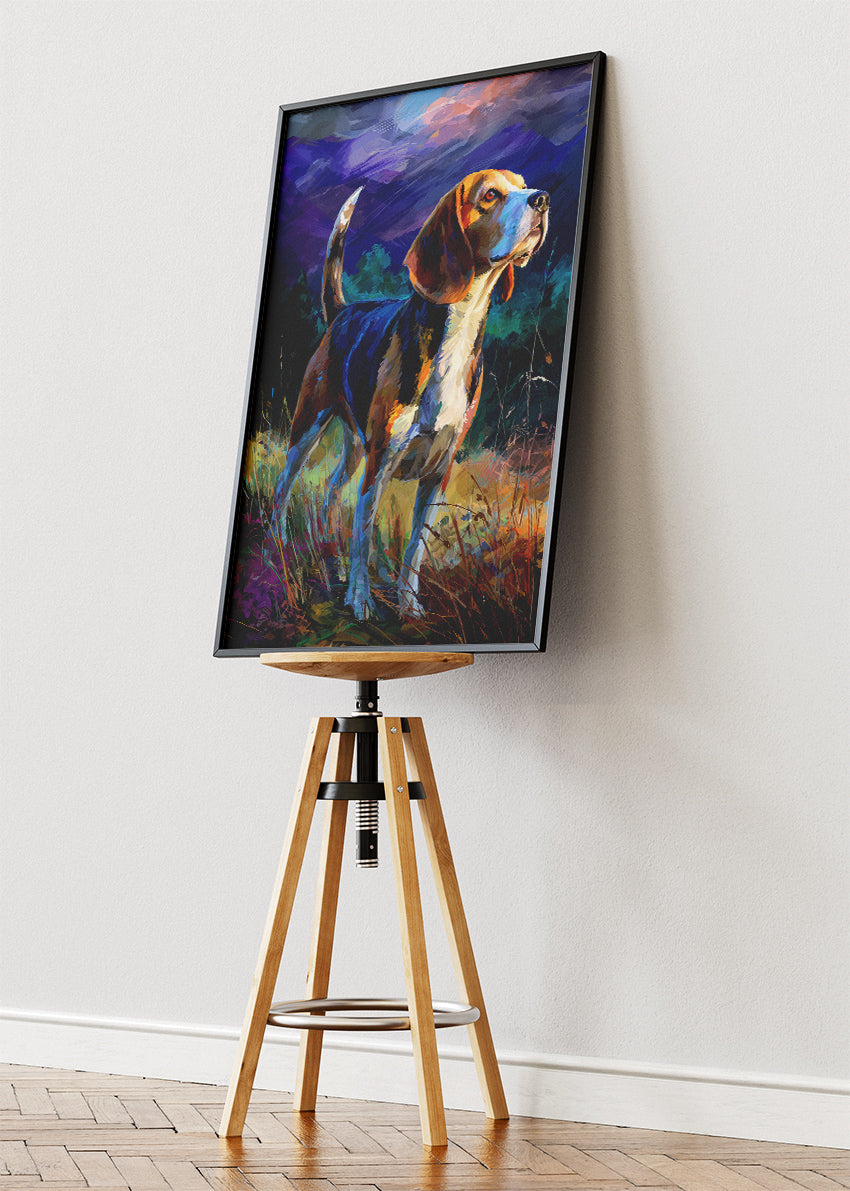 Beagle Dog Wall Art Poster & Canvas Print – Colourful Painterly Pet Animal Artwork