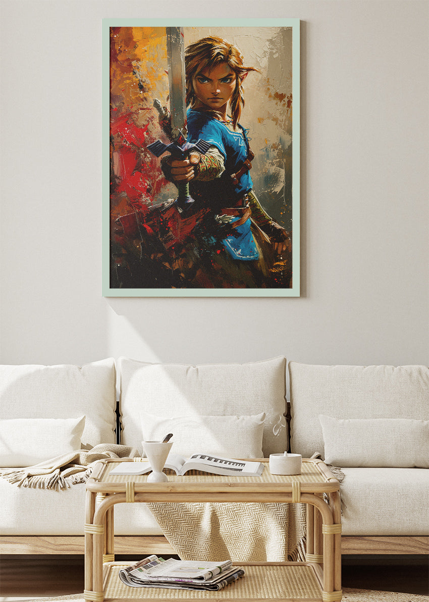 The Legend of Zelda Breath of the Wild Wall Art Poster & Canvas – Link Warrior Portrait Gaming Artwork