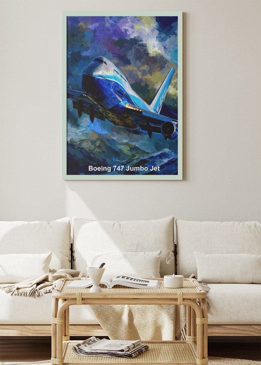 Boeing 747 Jumbo Jet Poster & Canvas Print – Dramatic Sky Aviation Art – Aiprintlab