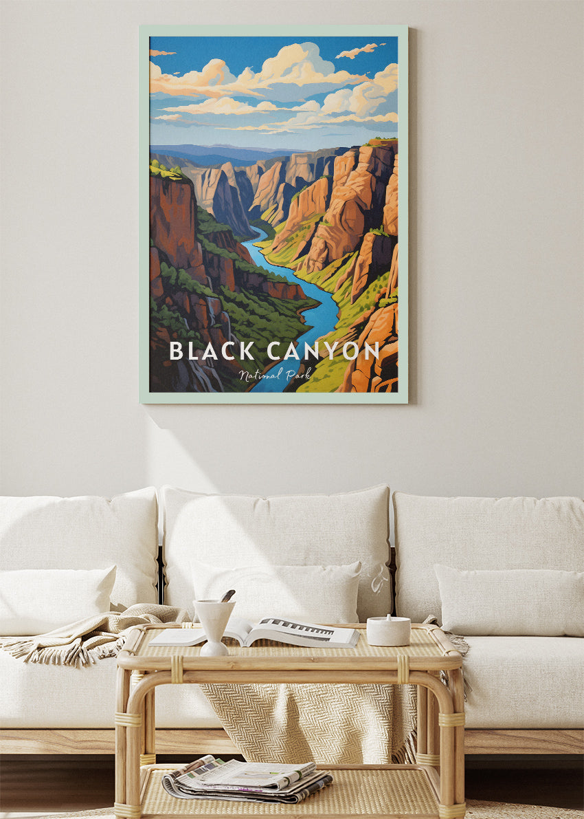 Black Canyon National Park Poster & Canvas Print – Scenic Canyon Landscape Illustration Wall Art