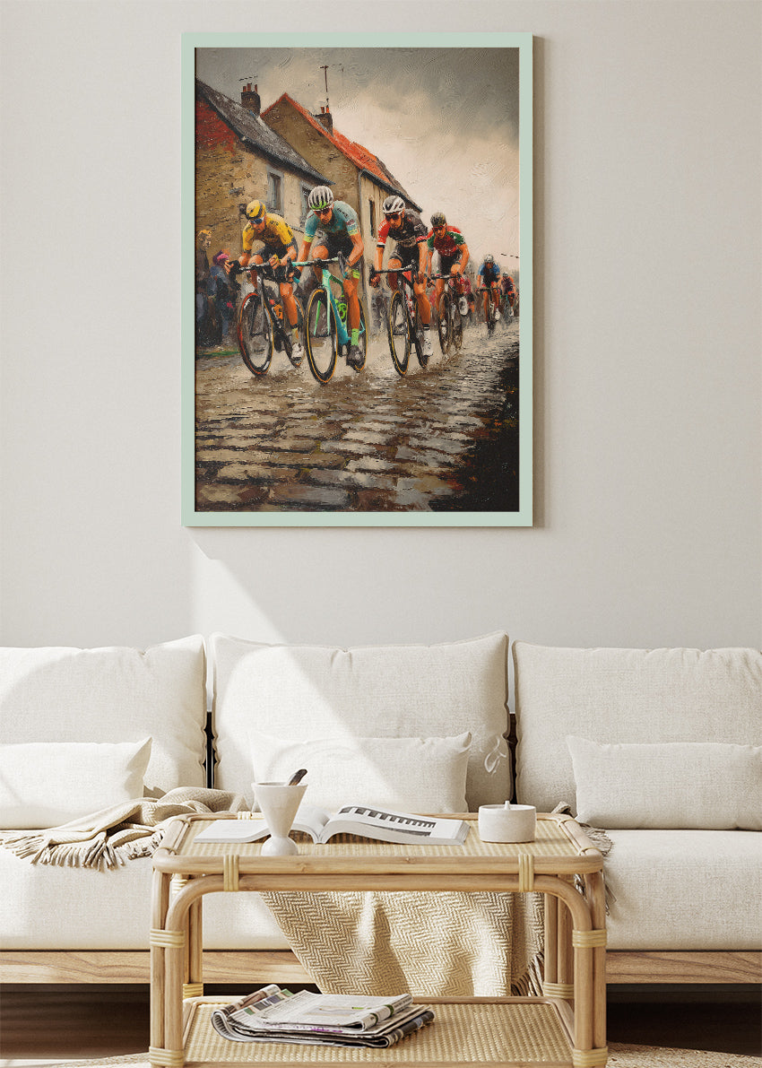 Classic Road Race Cycling Art Print & Canvas – Cobblestone Bicycle Wall Art