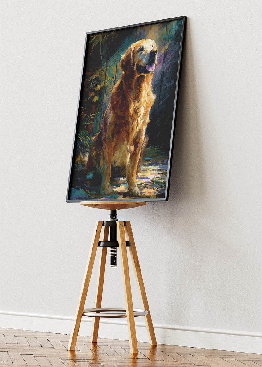 Golden Retriever Wall Art Poster & Canvas Print – Warm Painterly Dog Illustration