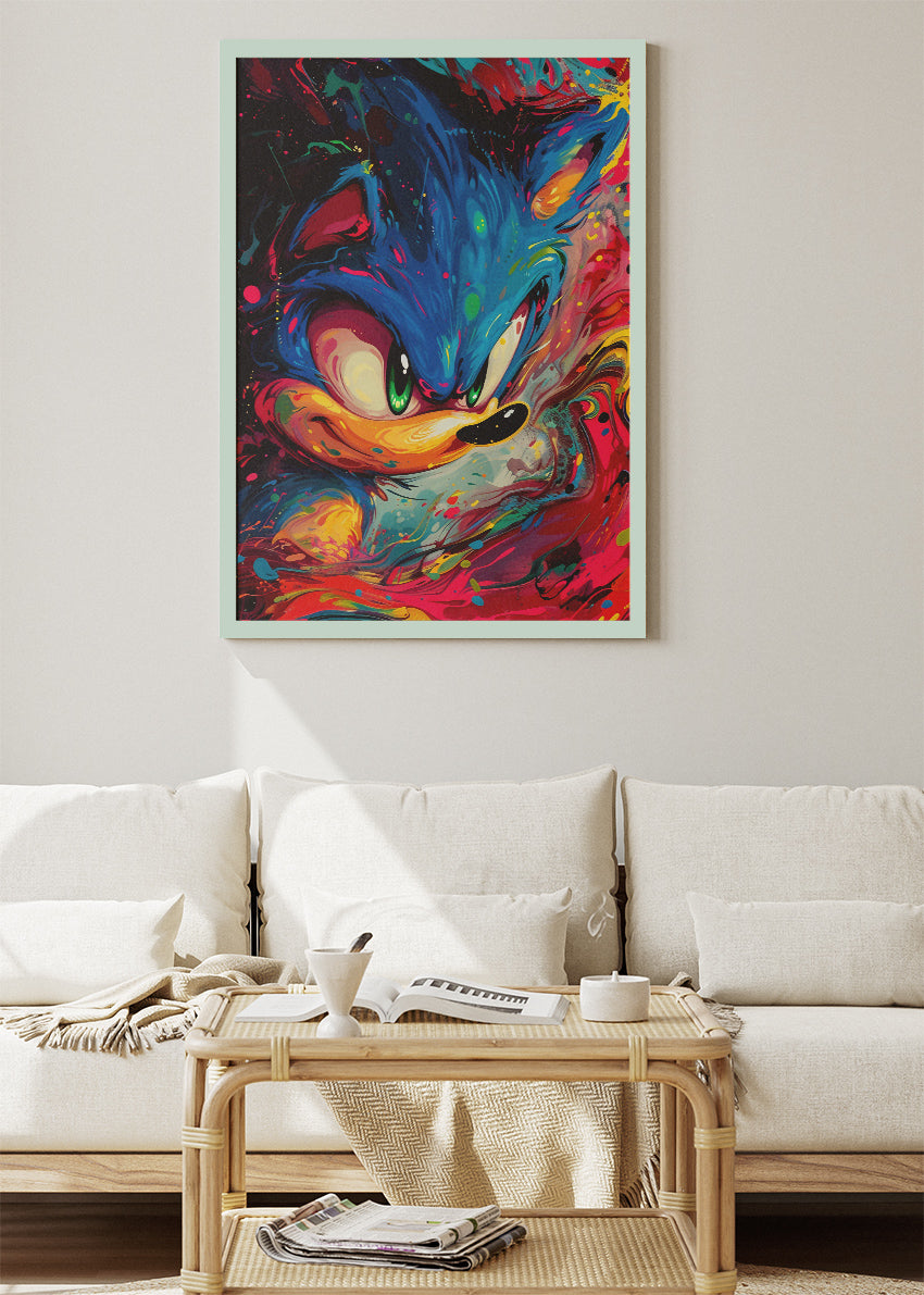 Sonic the Hedgehog Abstract Wall Art Poster & Canvas – Expressive Modern Gaming Artwork