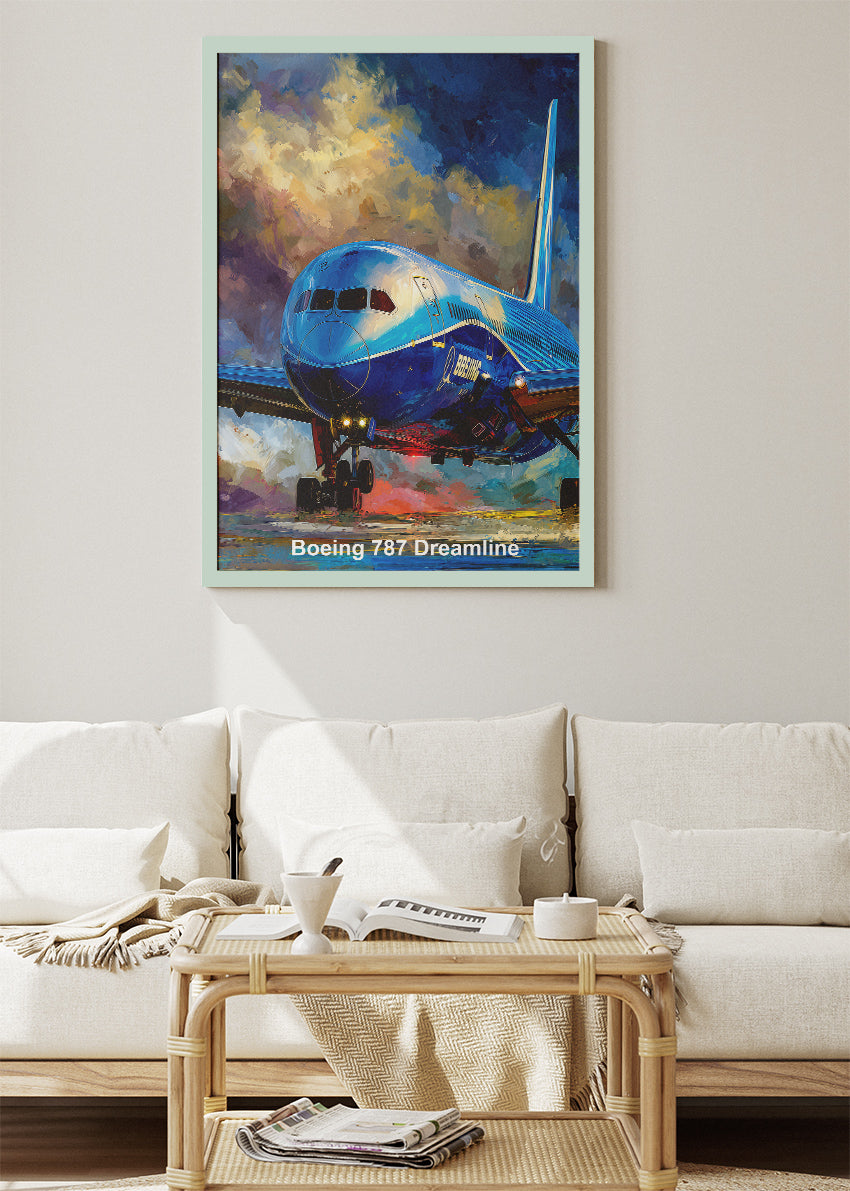 Boeing 787 Dreamliner Poster & Canvas Print – Modern Aviation Art – Aiprintlab