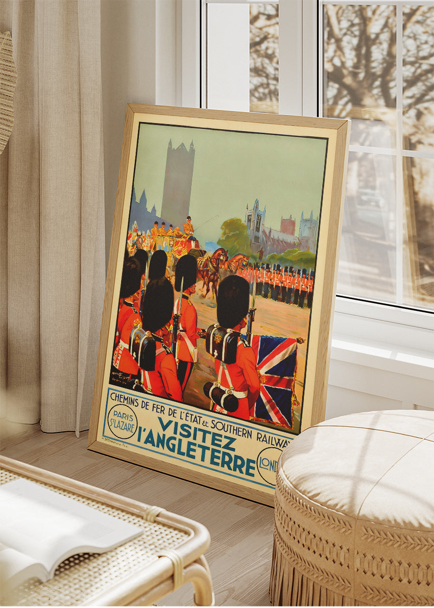 Vintage London Guards Parade Poster & Canvas Print – Classic British Travel Art