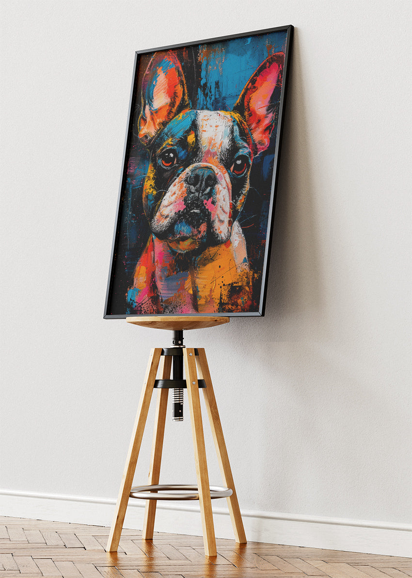 Colorful French Bulldog Wall Art Poster & Canvas Print – Modern Dog Street Art