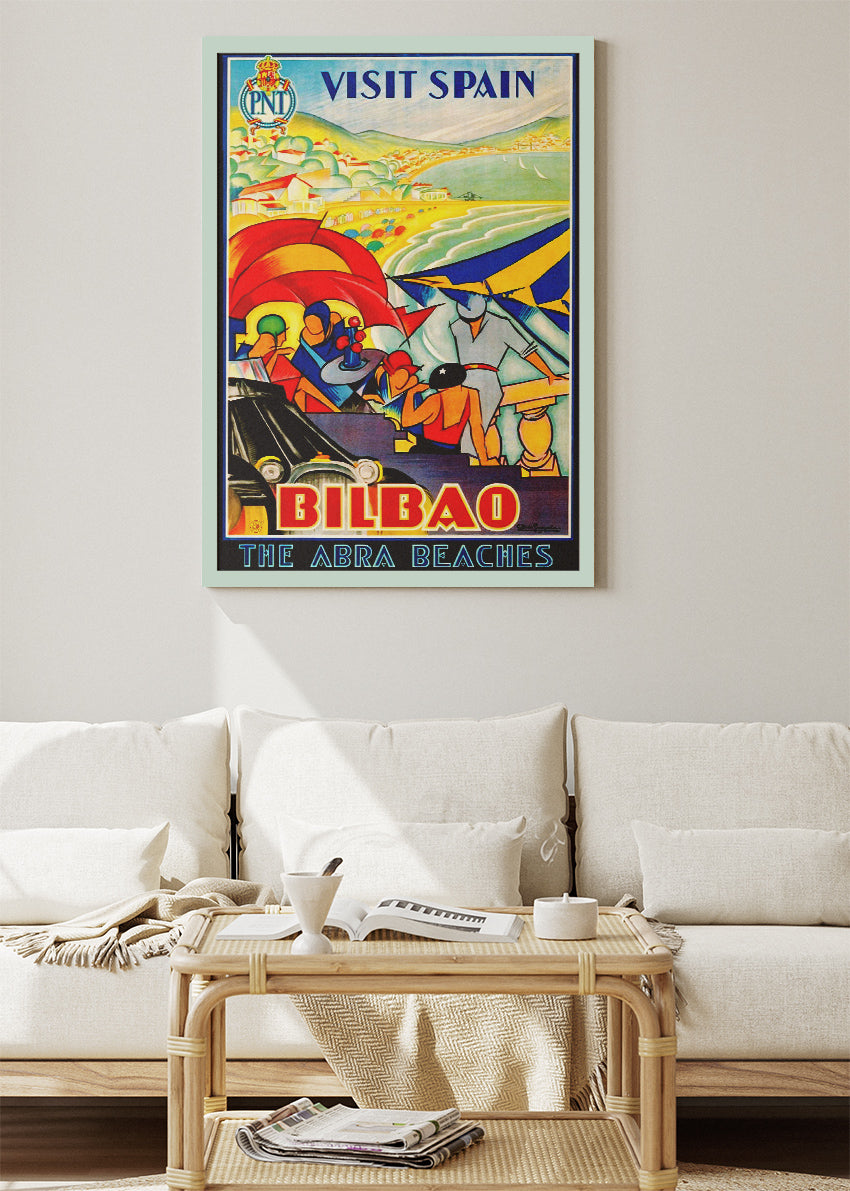 Bilbao Spain Poster & Canvas Print – Vintage Abra Beaches Travel Art