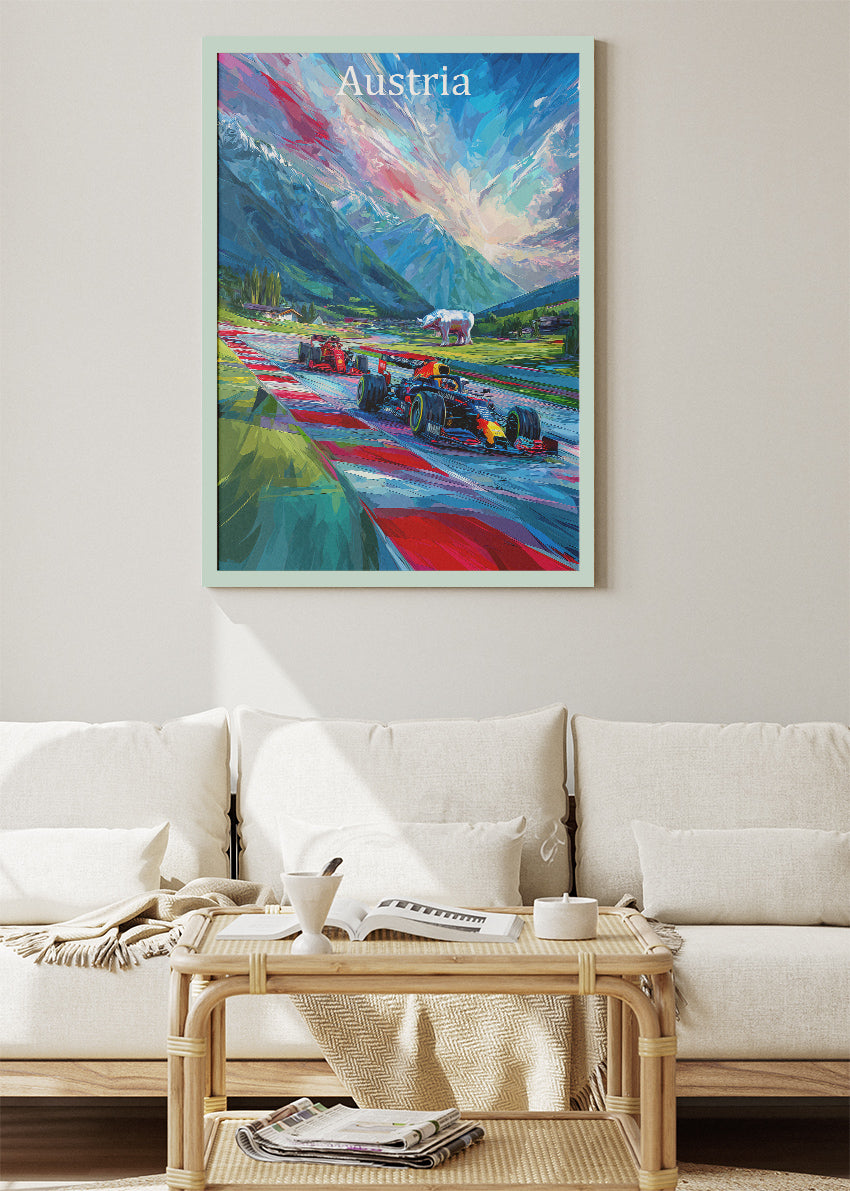 Austria Formula Racing Poster & Canvas Print | Expressive Alpine Motorsport Wall Art