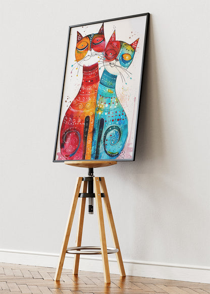 Colorful Cats Poster & Canvas Print – Vibrant Abstract Feline Art