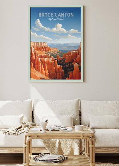 Bryce Canyon National Park Poster & Canvas Print – Red Rock Hoodoo Landscape Illustration Wall Art