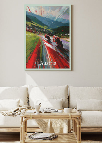 Austria MotoGP Alpine Speed Motorcycle Racing Wall Art Poster & Canvas