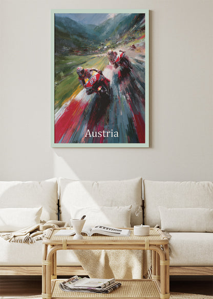 Austria MotoGP Alpine Racing Speed Motorcycle Wall Art Poster & Canvas