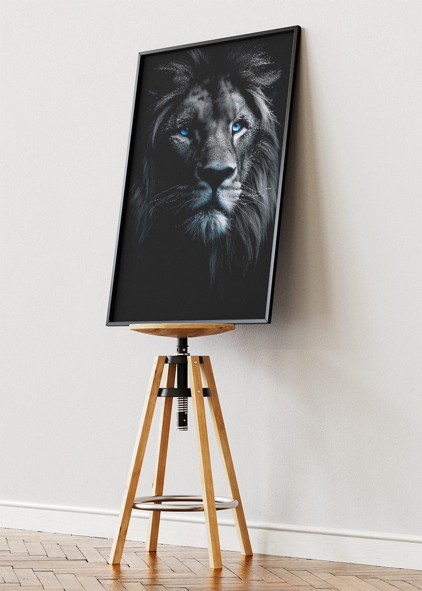 Black Lion Canvas Print & Poster – Dark Wildlife Wall Art