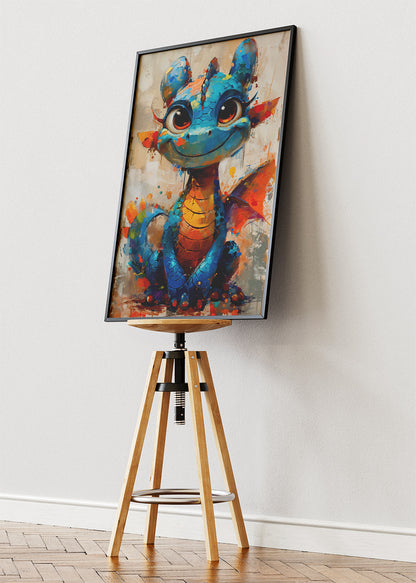 Cute Baby Dragon Poster & Canvas Print – Colorful Fantasy Art