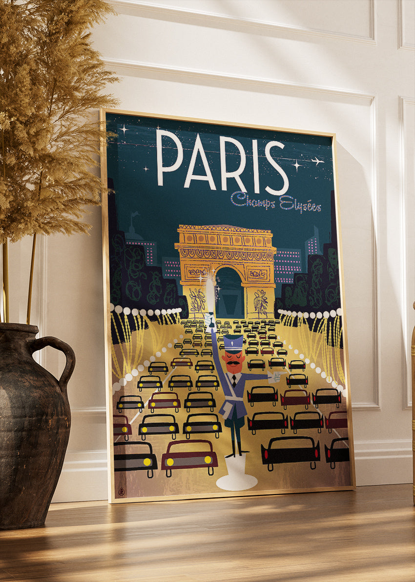 Paris France Poster & Canvas Print – Vintage Champs-Élysées Retro Art