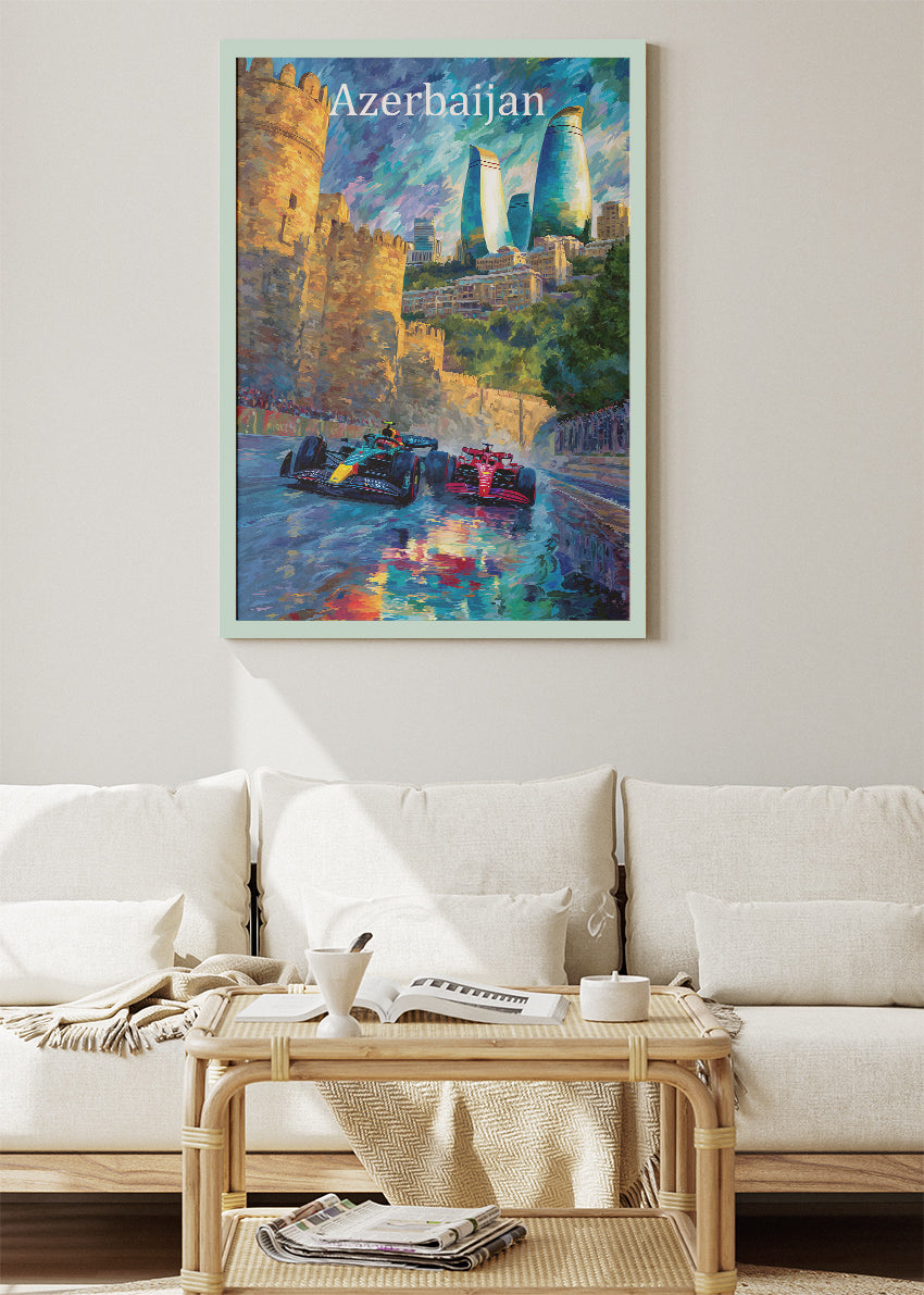 Azerbaijan Grand Prix Poster & Canvas Print | Baku City Circuit Formula Racing Wall Art