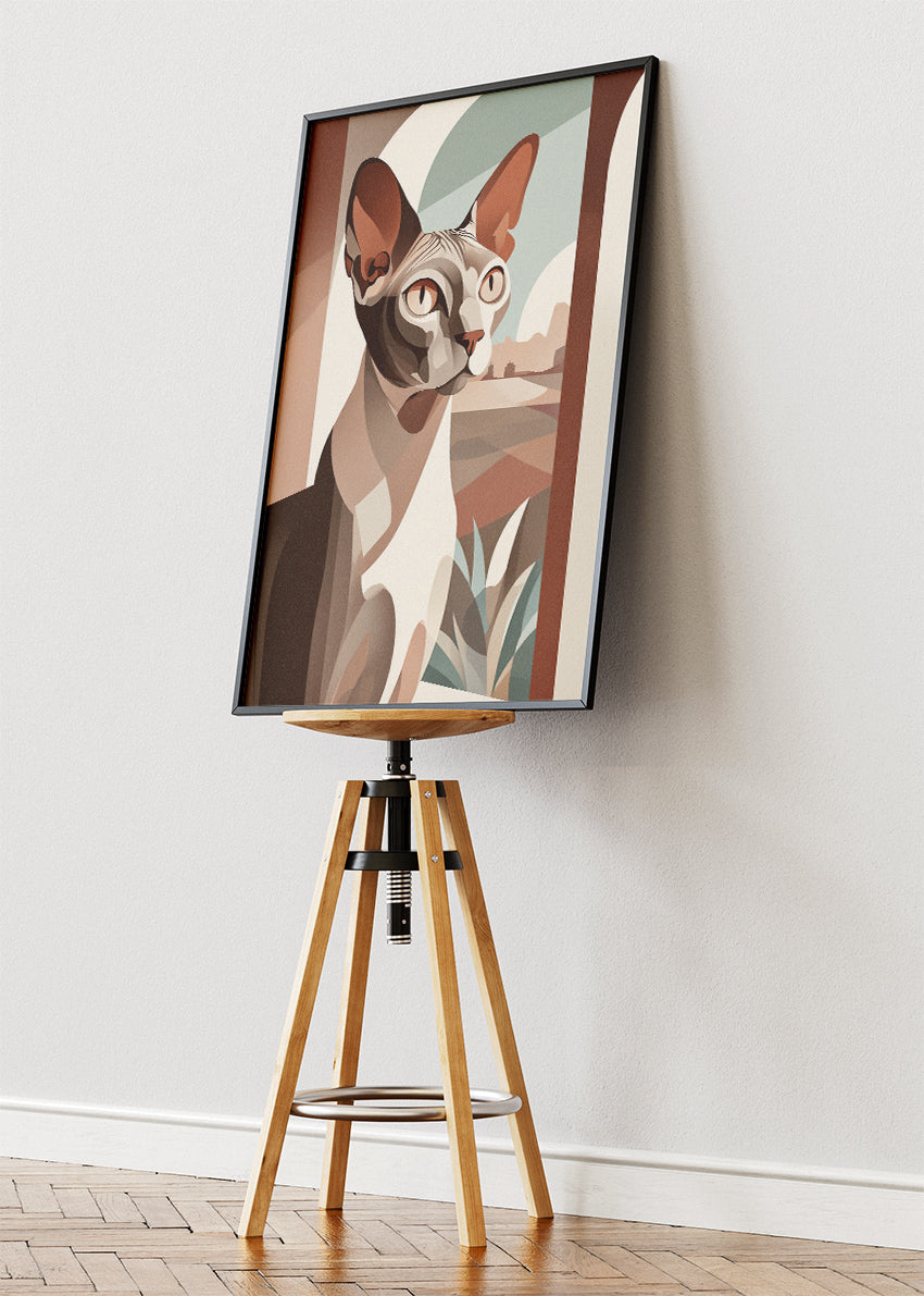 Sphynx Cat Canvas Print & Poster – Modern Minimalist Pet Wall Art