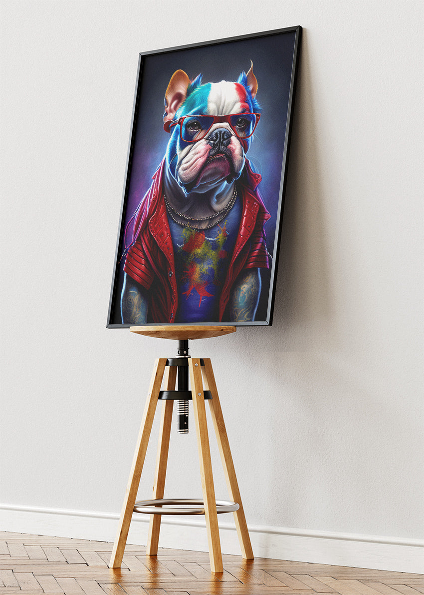 Cool Bulldog Canvas Print & Poster – Urban Pop Art Dog Wall Art