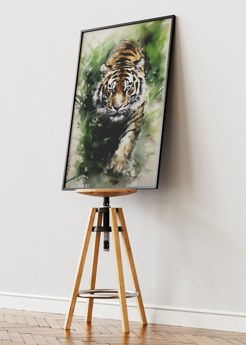 Watercolor Tiger Canvas Print & Poster – Modern Wildlife Wall Art