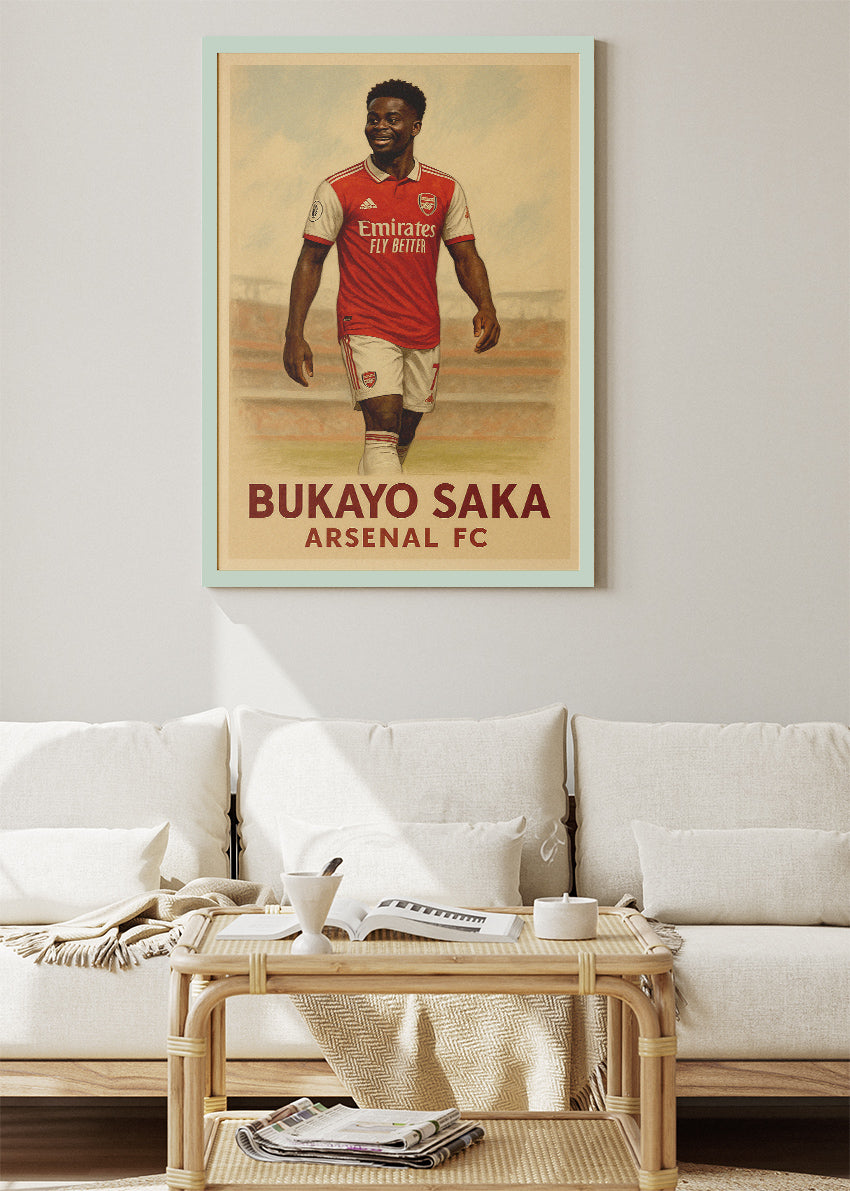 Bukayo Saka Arsenal FC Football Wall Art | Modern Premier League Star Poster & Canvas
