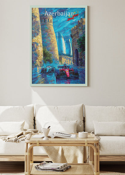 Azerbaijan Formula Racing Poster & Canvas Print | Baku Street Circuit Motorsport Wall Art