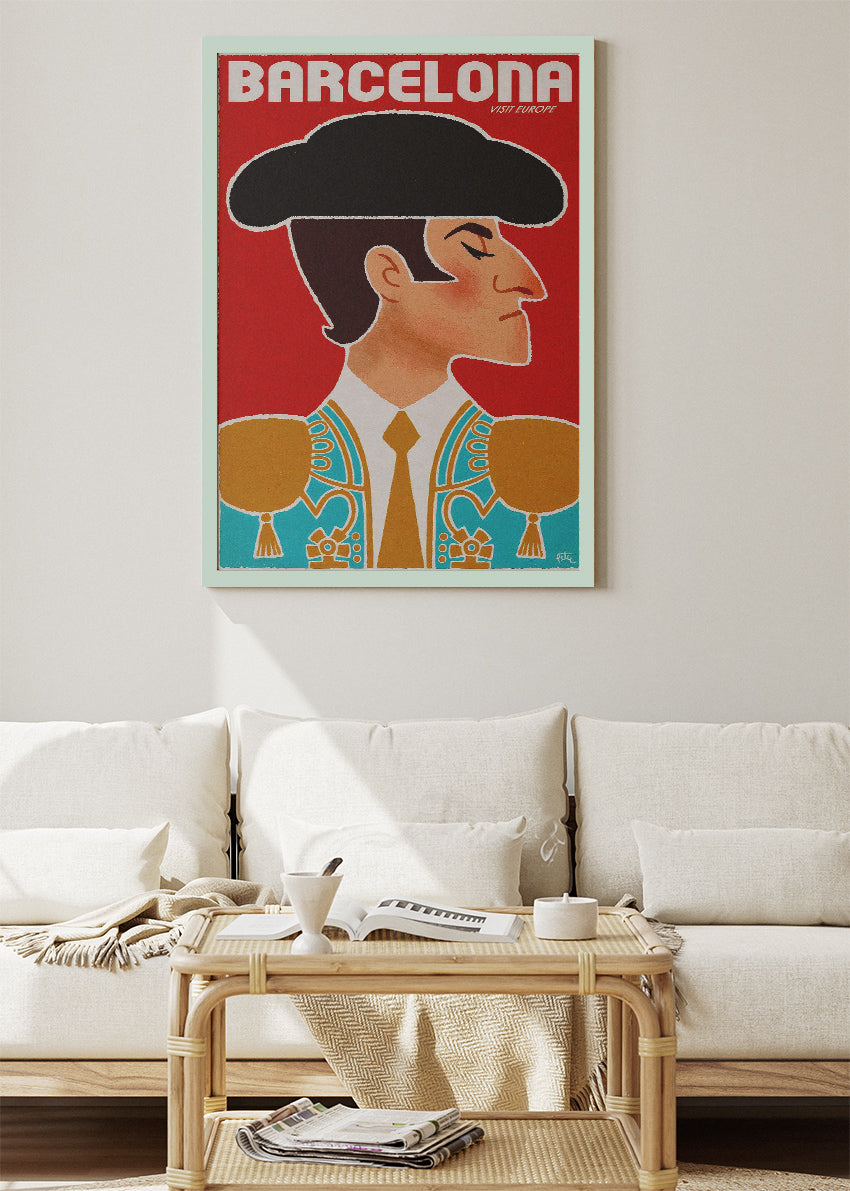 Barcelona Matador Poster & Canvas Print – Vintage Spain Travel Art