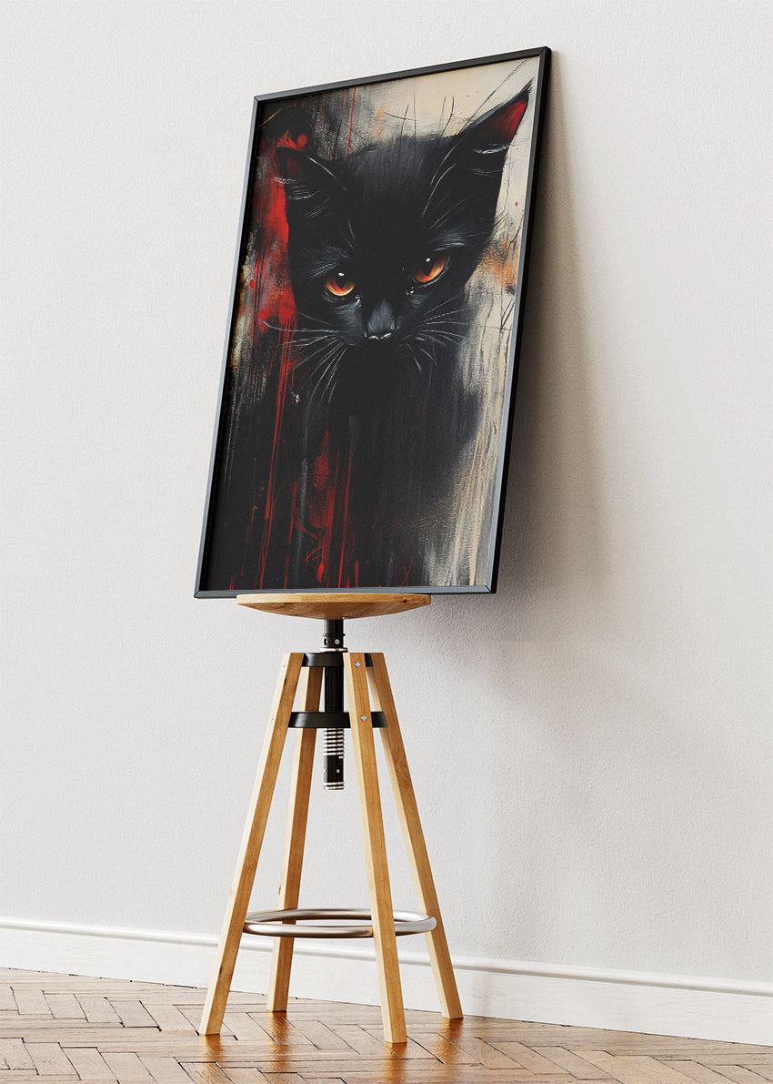 Black Cat Canvas Print & Poster – Dark Modern Animal Wall Art