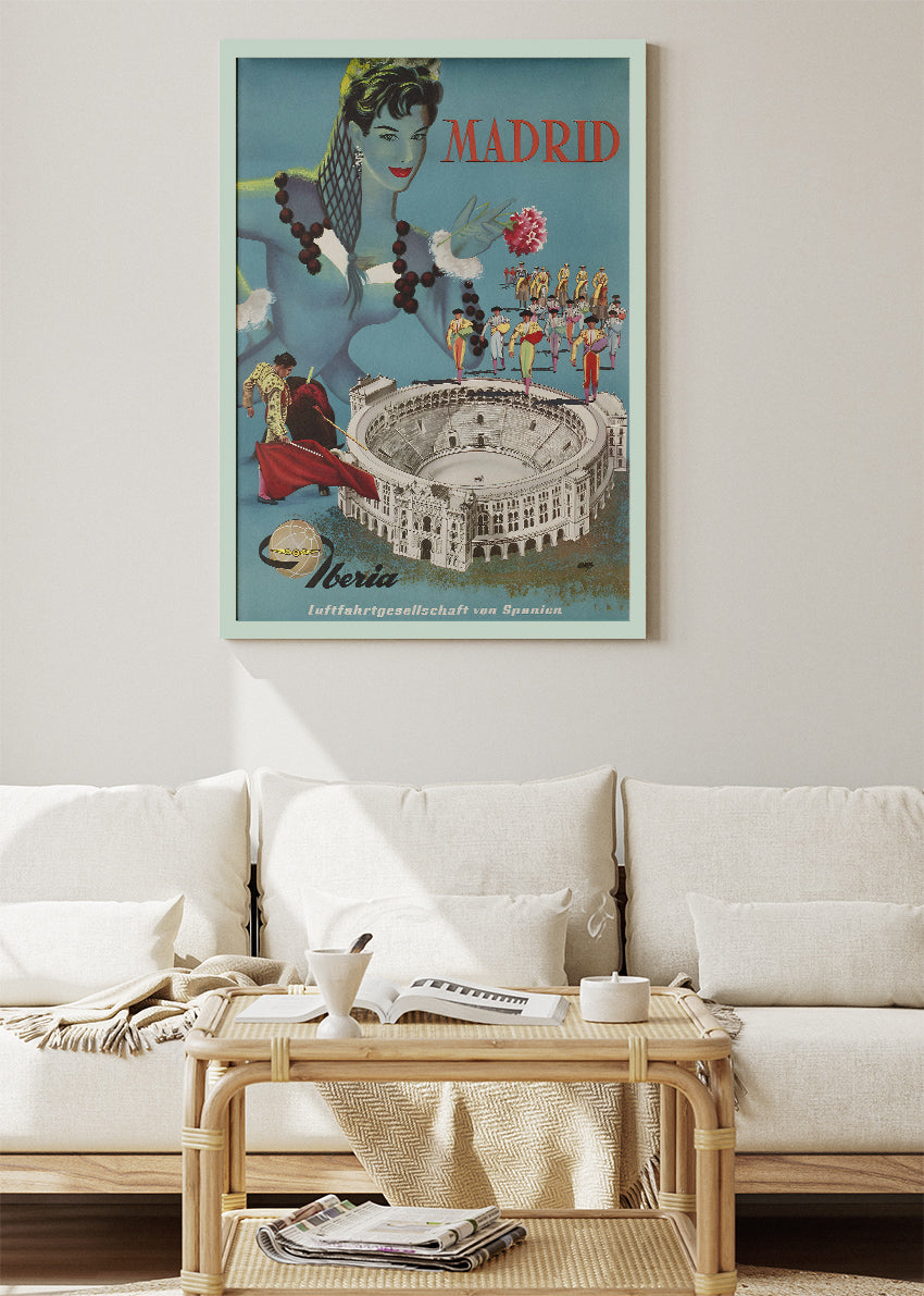 Madrid Spain Poster & Canvas Print – Vintage Iberia Bullring Travel Art