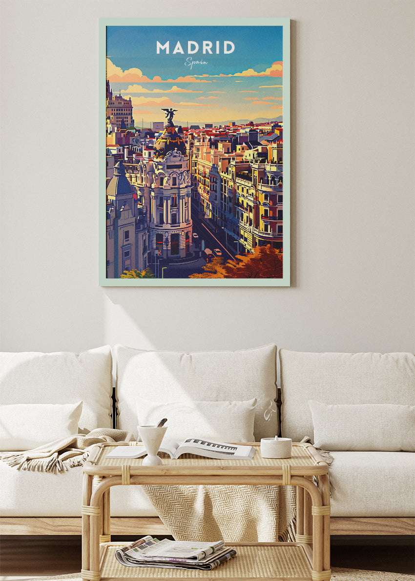 Madrid Spain Poster & Canvas Print – Illustrated City Skyline Art