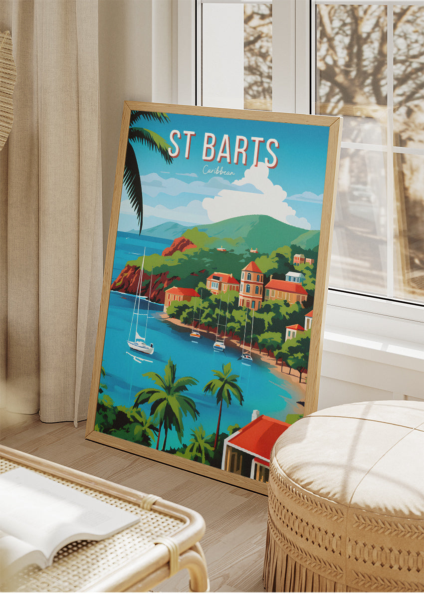 St Barts Caribbean Travel Poster & Canvas Print – Tropical Island Beach Wall Art