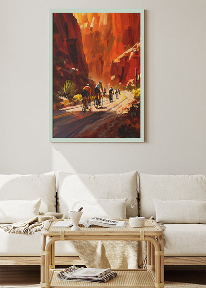 Road Cycling Canyon Art Print & Canvas – Dynamic Cyclist Wall Art