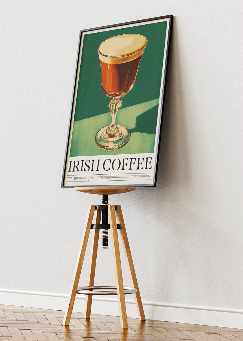 Irish Coffee Vintage Poster & Canvas Print | Classic Coffee Cocktail Wall Art