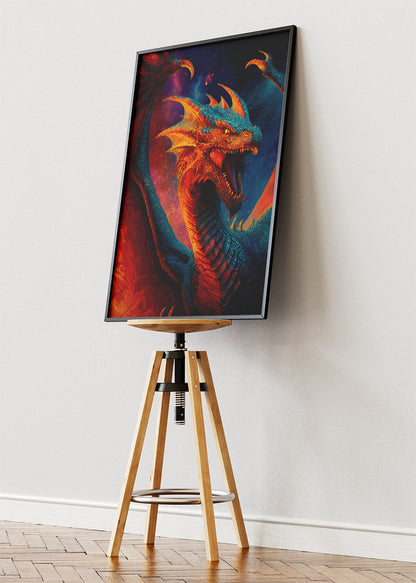 Fire Dragon Fantasy Poster & Canvas Print – Epic Mythical Creature Wall Art