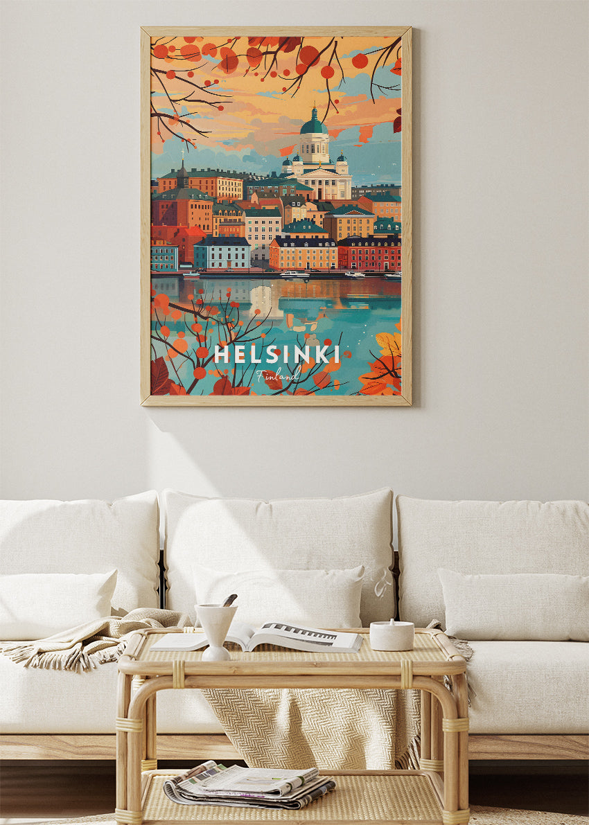 Helsinki Finland Skyline Poster & Canvas Print – Vintage Nordic Travel Art